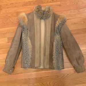 Fox fur and suede jacket